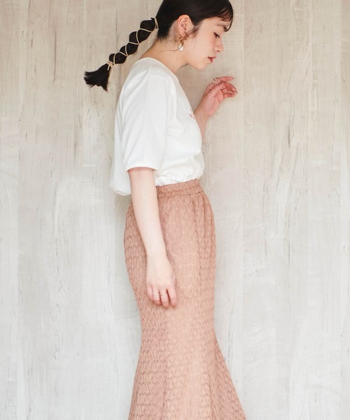 mil(ミル)の「ロゴリンガーTシャツ(Tシャツ/カットソー・レディース・グレイッシュベージュ/オレンジ/ミント/アッシュグレー・S/XS)」の11枚目の写真