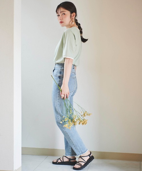 mil(ミル)の「ロゴリンガーTシャツ(Tシャツ/カットソー・レディース・グレイッシュベージュ/オレンジ/ミント/アッシュグレー・S/XS)」の16枚目の写真