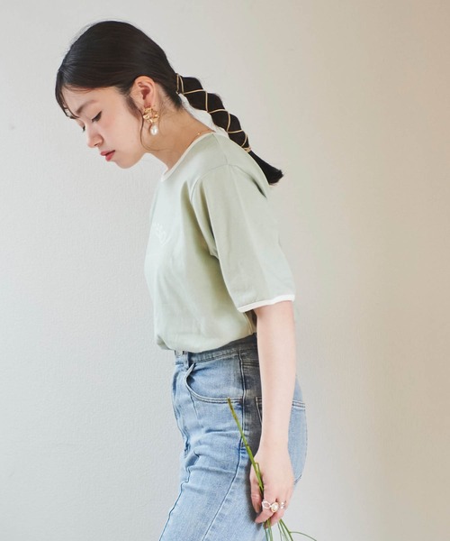 mil(ミル)の「ロゴリンガーTシャツ(Tシャツ/カットソー・レディース・グレイッシュベージュ/オレンジ/ミント/アッシュグレー・S/XS)」の17枚目の写真