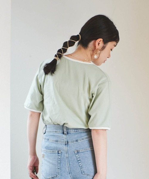 mil(ミル)の「ロゴリンガーTシャツ(Tシャツ/カットソー・レディース・グレイッシュベージュ/オレンジ/ミント/アッシュグレー・S/XS)」の18枚目の写真