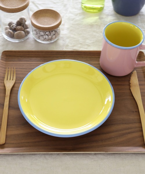 BAYFLOW（ベイフロー）の「[電子レンジ・食洗機OK]BFホウロウ風プレート20.5cm（食器・レディース・ブルー/グレー/ピンク・0）」の3枚目の写真