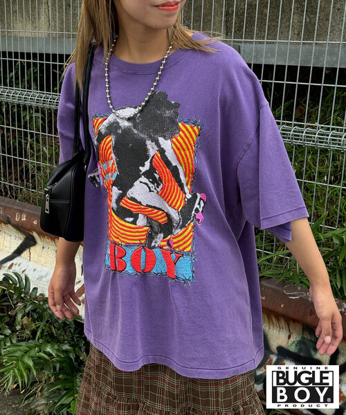 CIAOPANIC（チャオパニック）の「【BUGLE BOY/ビューグル ボーイ】古着ライク加工半袖プリントTシャツ（Tシャツ/カットソー・レディース・ブラック/ホワイト/パープル/オレンジ/ミント/レッド/ライム/ブルー/グレー・FREE）」の8枚目の写真