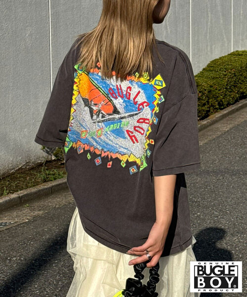 CIAOPANIC（チャオパニック）の「【BUGLE BOY/ビューグル ボーイ】古着ライク加工半袖プリントTシャツ（Tシャツ/カットソー・レディース・ブラック/ホワイト/パープル/オレンジ/ミント/レッド/ライム/ブルー/グレー・FREE）」の18枚目の写真