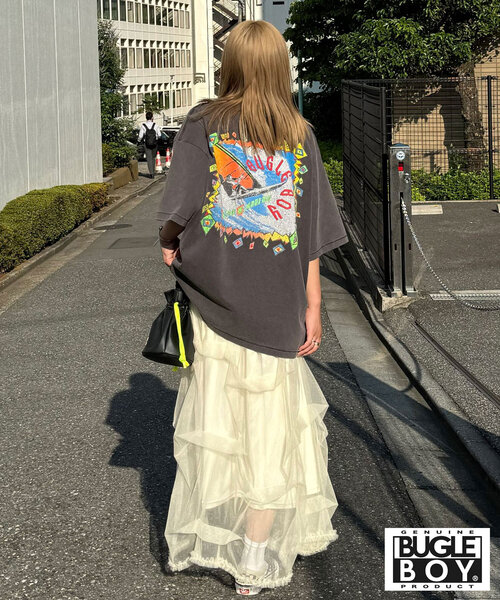 CIAOPANIC（チャオパニック）の「【BUGLE BOY/ビューグル ボーイ】古着ライク加工半袖プリントTシャツ（Tシャツ/カットソー・レディース・ブラック/ホワイト/パープル/オレンジ/ミント/レッド/ライム/ブルー/グレー・FREE）」の21枚目の写真