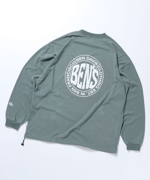 BEN DAVIS/WHITE LABEL（ベンデイビス ホワイトラベル）の「【BEN DAVIS（ベンデイビス）】CIRCLE LOGO BRUSHED LS / クルーネック 長袖 ロンT サークルロゴ ドローコード（Tシャツ/カットソー・メンズ・ブラック/ライトグレー/ホワイト・MEDIUM/LARGE/X-LARGE）」の3枚目の写真