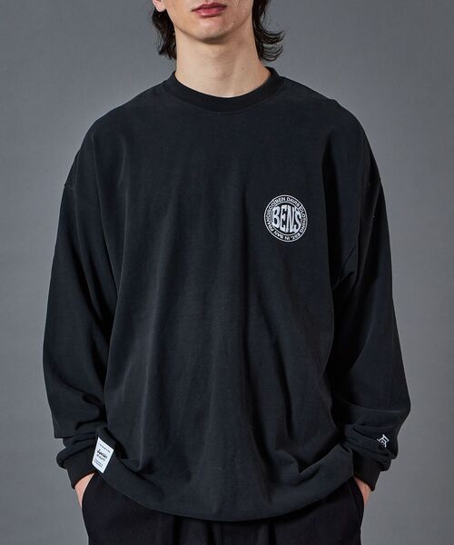 BEN DAVIS/WHITE LABEL（ベンデイビス ホワイトラベル）の「【BEN DAVIS（ベンデイビス）】CIRCLE LOGO BRUSHED LS / クルーネック 長袖 ロンT サークルロゴ ドローコード（Tシャツ/カットソー・メンズ・ブラック/ライトグレー/ホワイト・MEDIUM/LARGE/X-LARGE）」の6枚目の写真