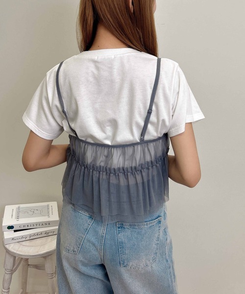 INGNI（イング）の「チュールキャミビスチェトップス（ベスト・レディース・オフホワイト/グレー/ブラック・M）」の19枚目の写真