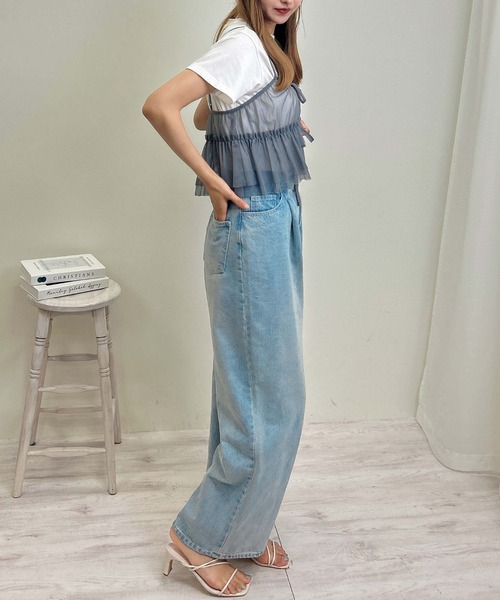 INGNI（イング）の「チュールキャミビスチェトップス（ベスト・レディース・オフホワイト/グレー/ブラック・M）」の17枚目の写真