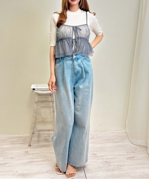 INGNI（イング）の「チュールキャミビスチェトップス（ベスト・レディース・オフホワイト/グレー/ブラック・M）」の12枚目の写真