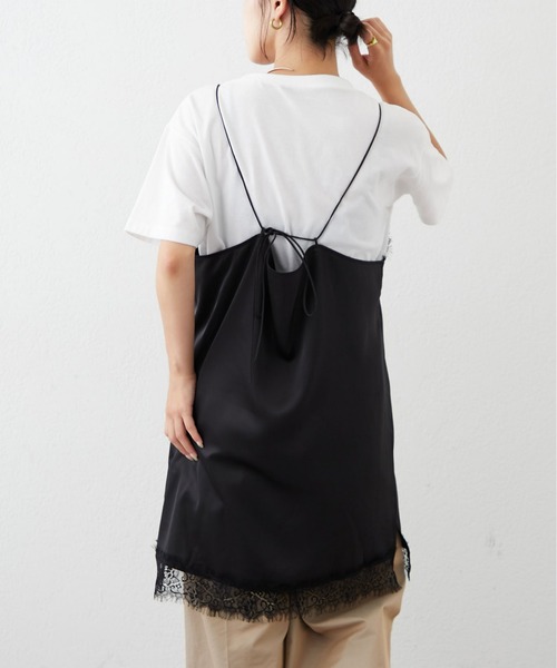 CIAOPANIC TYPY（チャオパニックティピー）の「ランジェリーサテンキャミチュニック（キャミソール・レディース・ブラック/カーキ/イエロー・ONE SIZE）」の10枚目の写真