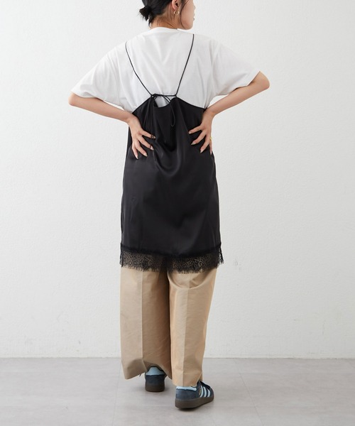 CIAOPANIC TYPY（チャオパニックティピー）の「ランジェリーサテンキャミチュニック（キャミソール・レディース・ブラック/カーキ/イエロー・ONE SIZE）」の14枚目の写真