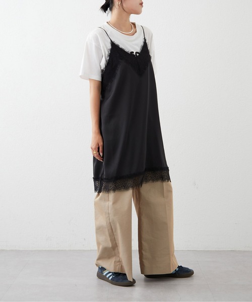 CIAOPANIC TYPY（チャオパニックティピー）の「ランジェリーサテンキャミチュニック（キャミソール・レディース・ブラック/カーキ/イエロー・ONE SIZE）」の15枚目の写真