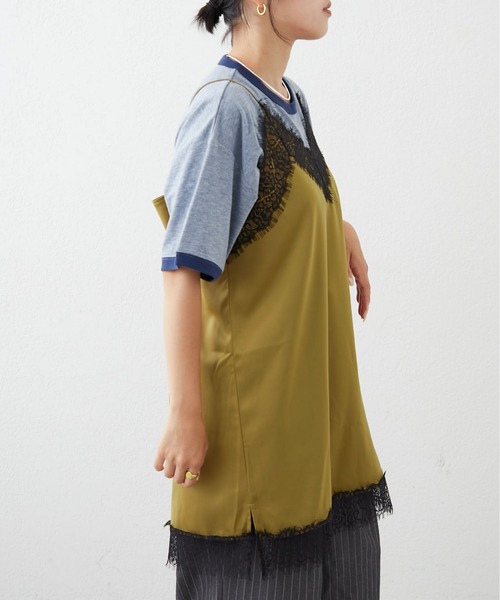 CIAOPANIC TYPY（チャオパニックティピー）の「ランジェリーサテンキャミチュニック（キャミソール・レディース・ブラック/カーキ/イエロー・ONE SIZE）」の16枚目の写真