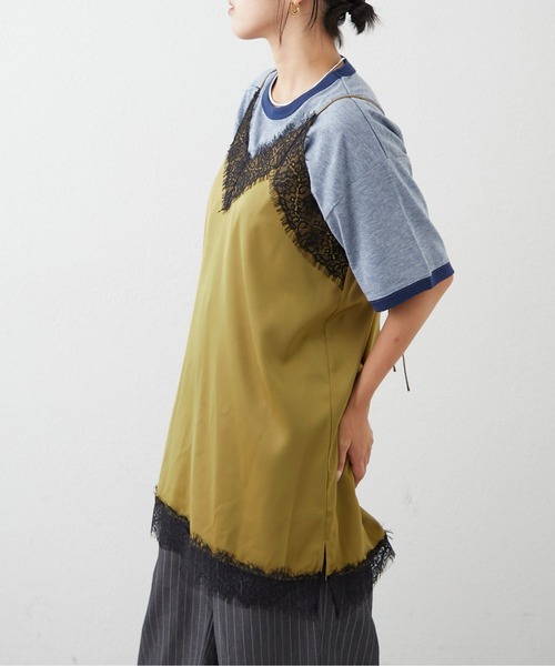 CIAOPANIC TYPY（チャオパニックティピー）の「ランジェリーサテンキャミチュニック（キャミソール・レディース・ブラック/カーキ/イエロー・ONE SIZE）」の19枚目の写真