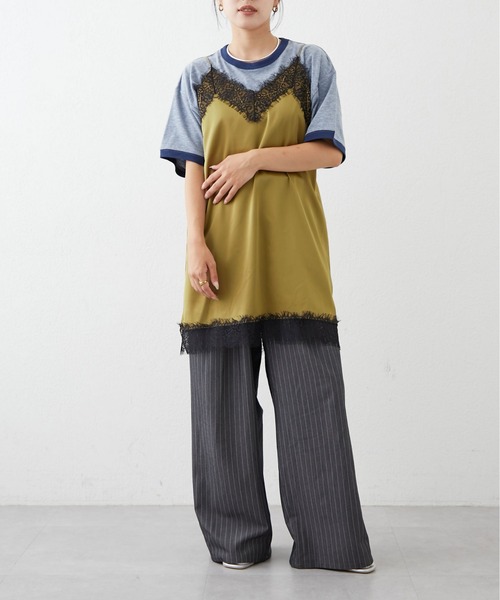 CIAOPANIC TYPY（チャオパニックティピー）の「ランジェリーサテンキャミチュニック（キャミソール・レディース・ブラック/カーキ/イエロー・ONE SIZE）」の21枚目の写真