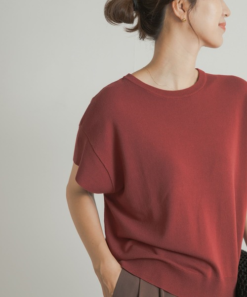 URBAN RESEARCH DOORS（アーバンリサーチドアーズ）の「ウォッシャブル半袖ニット（ニット/セーター・レディース・レッド系その他/ベージュ/ブラック・MEDIUM）」の3枚目の写真