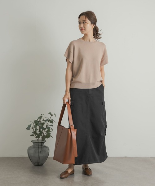 URBAN RESEARCH DOORS（アーバンリサーチドアーズ）の「ウォッシャブル半袖ニット（ニット/セーター・レディース・レッド系その他/ベージュ/ブラック・MEDIUM）」の13枚目の写真