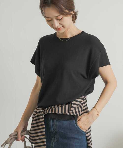 「URBAN RESEARCH」 半袖ニット FREE ネイビー レディース SENSE OF PLACE by URBAN RESEARCH ニット セーター アシメ