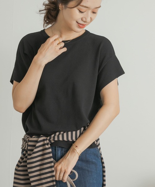 URBAN RESEARCH DOORS（アーバンリサーチドアーズ）の「ウォッシャブル半袖ニット（ニット/セーター・レディース・レッド系その他/ベージュ/ブラック・MEDIUM）」の21枚目の写真