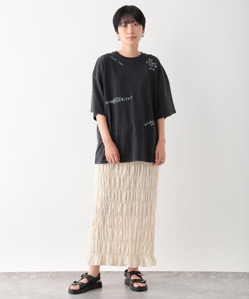 LEPSIM（レプシィム）の「リメイク風刺繍T　138739（Tシャツ/カットソー・レディース・イエロー/チャコールグレー/オフホワイト・FREE）」の13枚目の写真