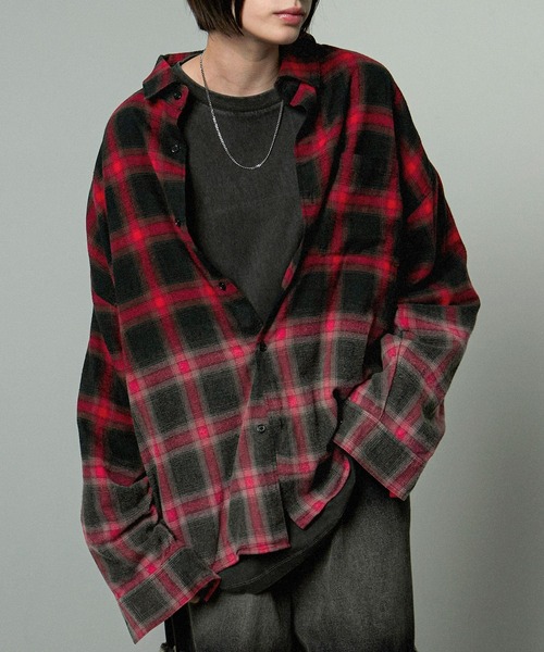 セール】【Alfred Alex】グラデーションチェックシャツ（シャツ