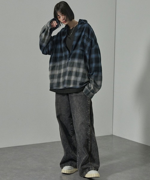 セール】【Alfred Alex】Gradient Checkered Shirt/グラデーション