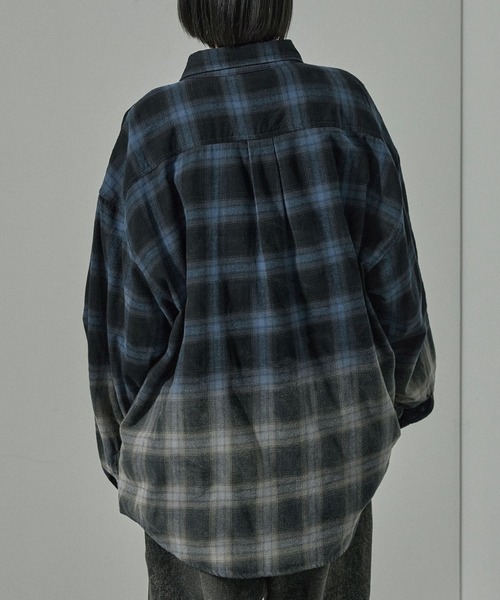 Alfred Alex】Gradient Checkered Shirt/グラデーションチェックシャツ