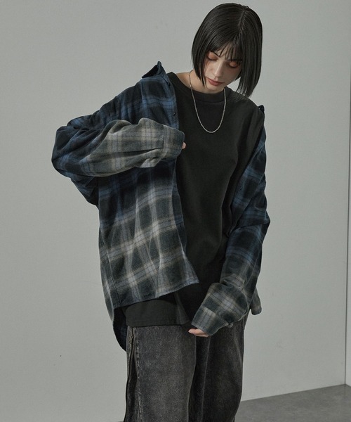Alfred Alex】Gradient Checkered Shirt/グラデーションチェックシャツ