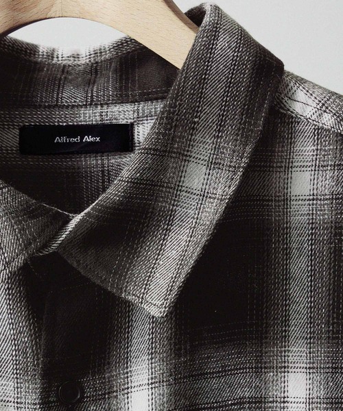 Alfred Alex（アルフレッドアレックス）の「【Alfred Alex】Gradient Checkered Shirt/グラデーションチェックシャツ（シャツ/ブラウス・メンズ・ブラック/ネイビー/レッド/イエロー/グレー/ブラウン/ブラウン系・M/L/S）」の11枚目の写真