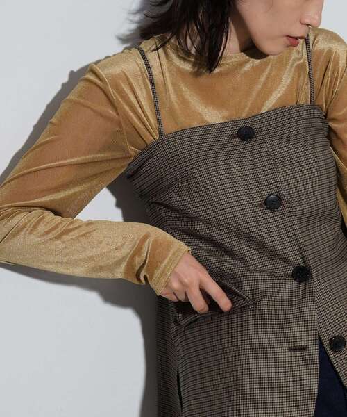 GALLEST(ギャレスト)の「◆ベアトップチェックジレ(ベスト・レディース・ブラック系3/ベージュ系3・38)」の18枚目の写真