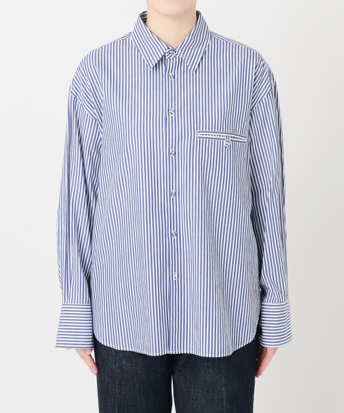B.C STOCK(ベーセーストック)の「《追加2》ポプリン ボタンダウン ポケット シャツ(シャツ/ブラウス・レディース・ホワイト/ネイビー/ブルー・FREE)」の11枚目の写真
