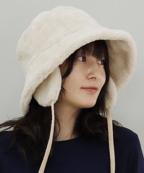 QUEENHEAD(クイーンヘッド)の「ファードックイヤーハット(ハット・レディース・ブラック/ライトベージュ/グレイッシュベージュ/オフホワイト・X-LARGE/XX-LARGE/FREE)」の1枚目の写真