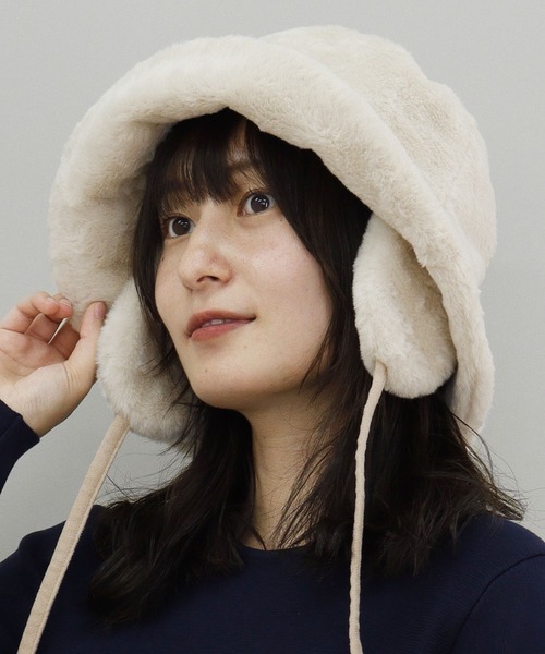 QUEENHEAD(クイーンヘッド)の「ファードックイヤーハット(ハット・レディース・ブラック/ライトベージュ/グレイッシュベージュ/オフホワイト・X-LARGE/XX-LARGE/FREE)」の13枚目の写真