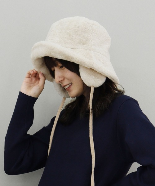 QUEENHEAD(クイーンヘッド)の「ファードックイヤーハット(ハット・レディース・ブラック/ライトベージュ/グレイッシュベージュ/オフホワイト・X-LARGE/XX-LARGE/FREE)」の11枚目の写真