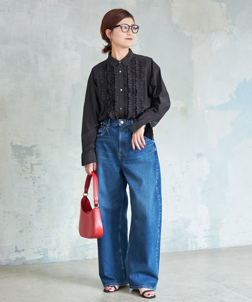Spick & Span(スピックアンドスパン)の「≪追加≫コットンシルクフロントフリルブラウス(シャツ/ブラウス・レディース・ブラック/ホワイト/スカイブルー・FREE)」の6枚目の写真