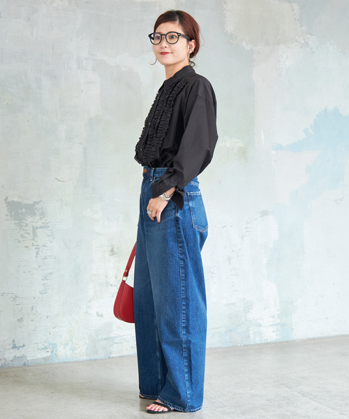Spick & Span(スピックアンドスパン)の「≪追加≫コットンシルクフロントフリルブラウス(シャツ/ブラウス・レディース・ブラック/ホワイト/スカイブルー・FREE)」の7枚目の写真