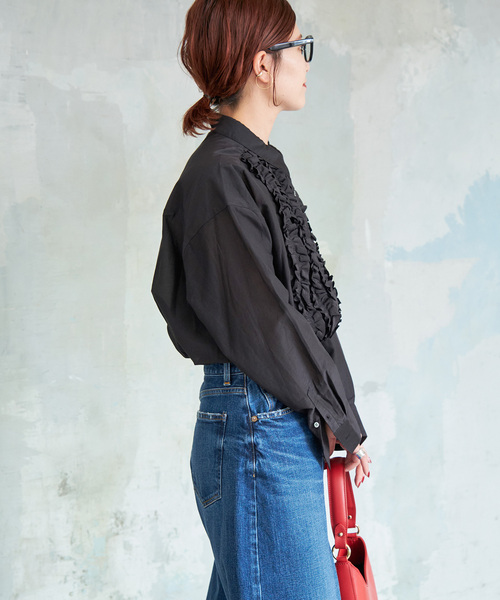 Spick & Span(スピックアンドスパン)の「≪追加≫コットンシルクフロントフリルブラウス(シャツ/ブラウス・レディース・ブラック/ホワイト/スカイブルー・FREE)」の11枚目の写真