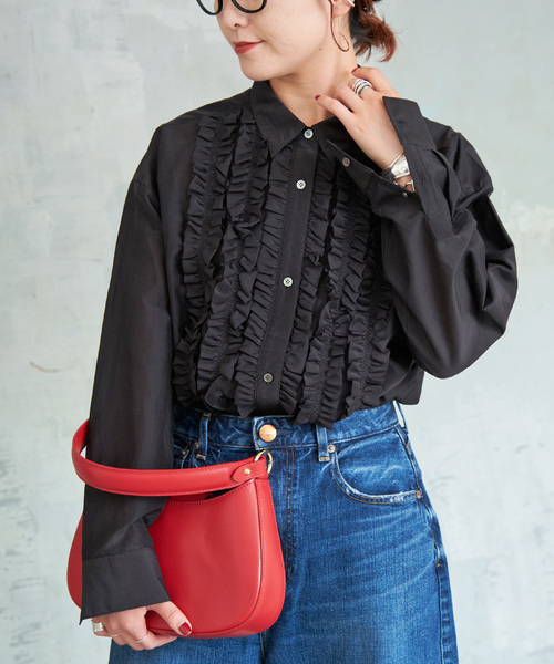 Spick & Span(スピックアンドスパン)の「≪追加≫コットンシルクフロントフリルブラウス(シャツ/ブラウス・レディース・ブラック/ホワイト/スカイブルー・FREE)」の12枚目の写真