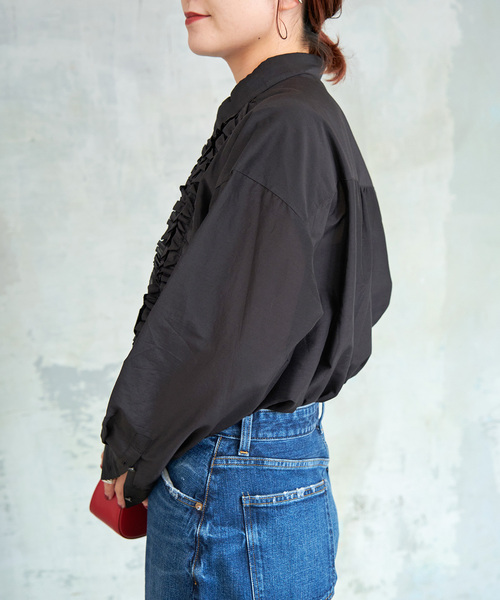 Spick & Span(スピックアンドスパン)の「≪追加≫コットンシルクフロントフリルブラウス(シャツ/ブラウス・レディース・ブラック/ホワイト/スカイブルー・FREE)」の13枚目の写真