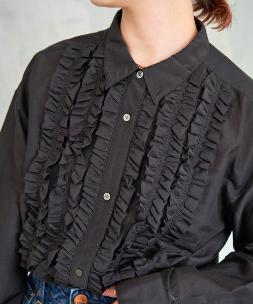 Spick & Span(スピックアンドスパン)の「≪追加≫コットンシルクフロントフリルブラウス(シャツ/ブラウス・レディース・ブラック/ホワイト/スカイブルー・FREE)」の15枚目の写真