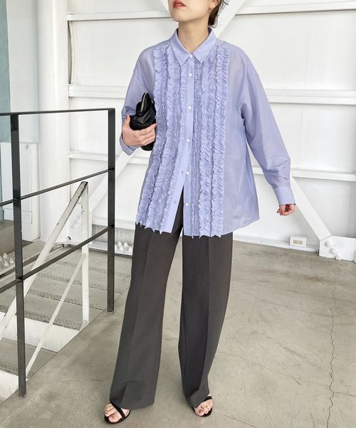 Spick & Span(スピックアンドスパン)の「≪追加≫コットンシルクフロントフリルブラウス(シャツ/ブラウス・レディース・ブラック/ホワイト/スカイブルー・FREE)」の17枚目の写真