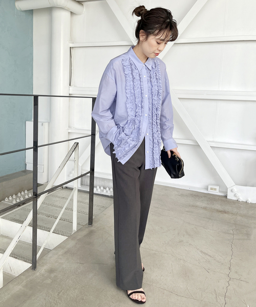Spick & Span(スピックアンドスパン)の「≪追加≫コットンシルクフロントフリルブラウス(シャツ/ブラウス・レディース・ブラック/ホワイト/スカイブルー・FREE)」の22枚目の写真