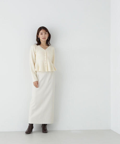 NATURAL BEAUTY BASIC（ナチュラルビューティーベーシック）の「◇リンクスペプラムカーディガン（カーディガン/ボレロ・レディース・オフホワイト/ブルー/ブラック・FREE）」の9枚目の写真