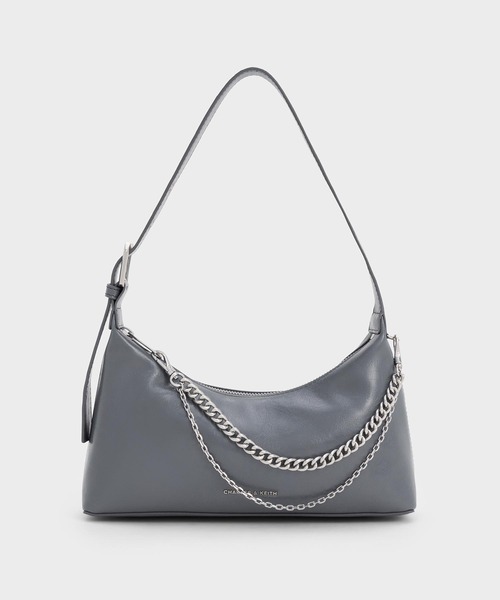 CHARLES & KEITH◆Atwood チェーン ホーボーバッグ◆送料込 Atwood アトウッド クリンクルエフェクトチェーンエンベリ