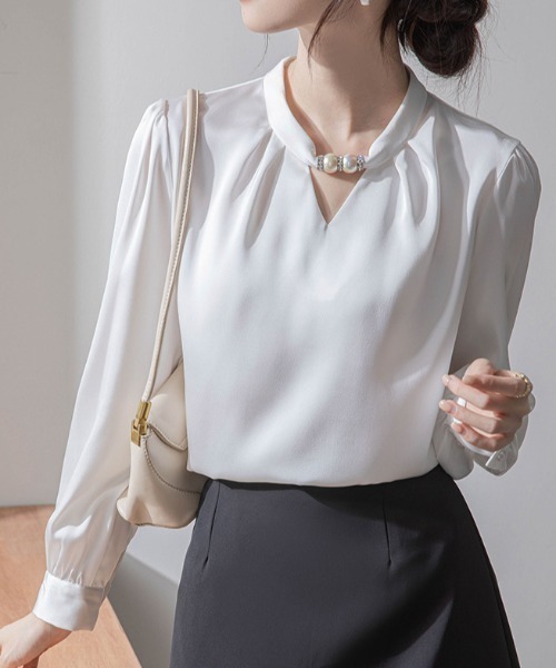 レッセ♡パールビジューバイカラーブラウス レッセ♡パールビジューバイカラーブラウス