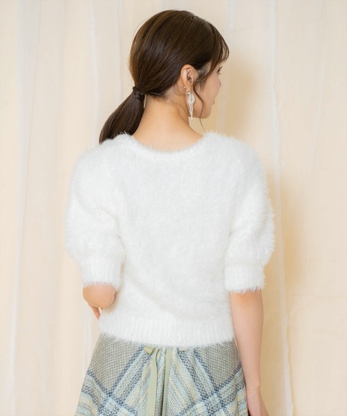 WILLSELECTION(ウィルセレクション)の「シャギーラメ5分袖プルオーバー(ニット/セーター・レディース・ベージュ/シルバー/オフホワイト/ピンク・FREE)」の8枚目の写真