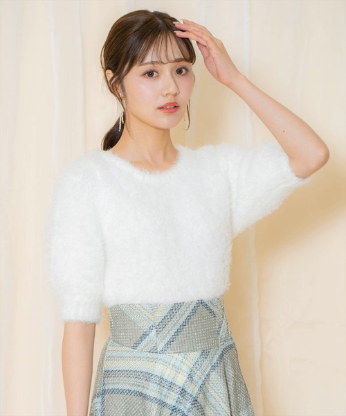 WILLSELECTION(ウィルセレクション)の「シャギーラメ5分袖プルオーバー(ニット/セーター・レディース・ベージュ/シルバー/オフホワイト/ピンク・FREE)」の10枚目の写真