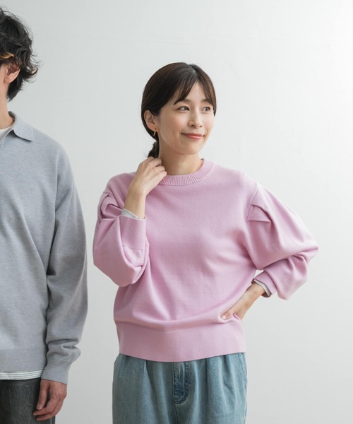 URBAN RESEARCH DOORS（アーバンリサーチドアーズ）の「『UR TECH 200日ニット』ショルダータックプルオーバー（ニット/セーター・レディース・ブラック/オフホワイト/ミント/ピンク/ネイビー・MEDIUM）」の6枚目の写真