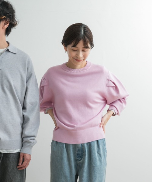 URBAN RESEARCH DOORS（アーバンリサーチドアーズ）の「『UR TECH 200日ニット』ショルダータックプルオーバー（ニット/セーター・レディース・ブラック/オフホワイト/ミント/ピンク/ネイビー・MEDIUM）」の8枚目の写真