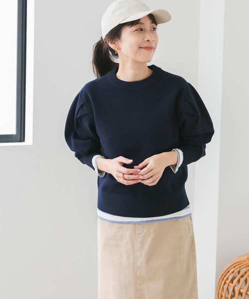 URBAN RESEARCH DOORS（アーバンリサーチドアーズ）の「『UR TECH 200日ニット』ショルダータックプルオーバー（ニット/セーター・レディース・ブラック/オフホワイト/ミント/ピンク/ネイビー・MEDIUM）」の21枚目の写真